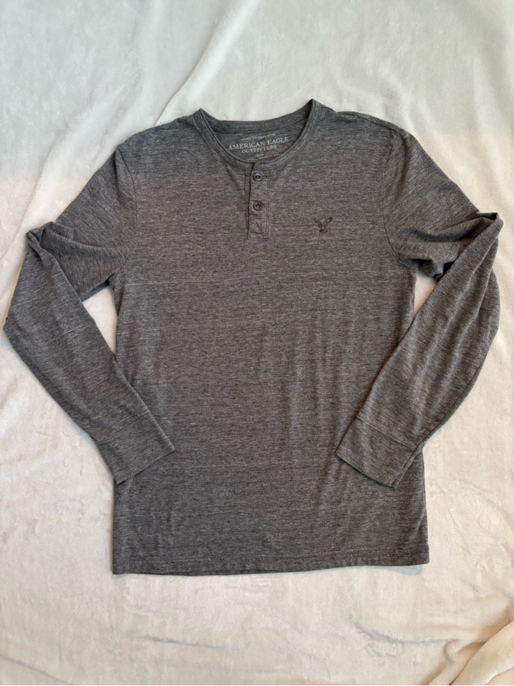 American Eagle Outfitters Men’s Long-Sleeve Henley - Heather Gray